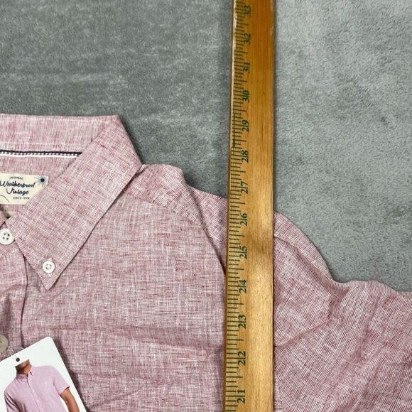 Weatherproof Vintage Mens Washable Linen Button-Down Shirt S Short Sleeve a0244 - Picture 4 of 8